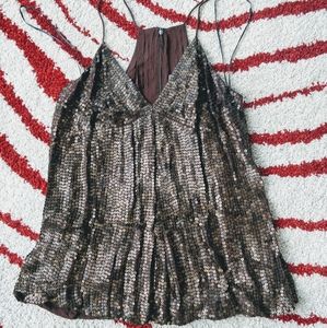 VINCE Metallic Sequin Camitop